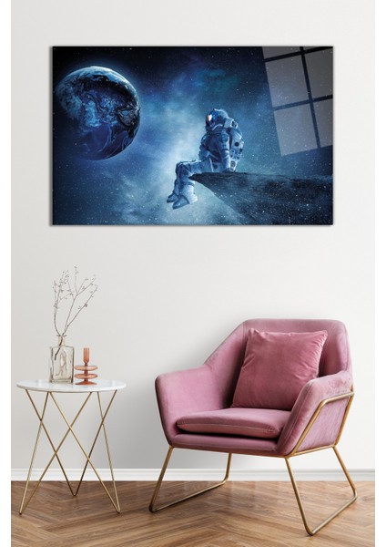 Uzay, Gezegen, Yıldız ve Astronot Cam Tablo, Darbelere Dayanıklı Kırılmaz Cam, Hediyelik fiyatları