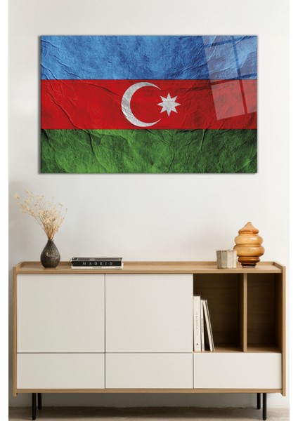 Azerbaycan Respublikası Bayrağı Cam Tablo, Darbelere Dayanıklı Kırılmaz Cam, Hediyelik