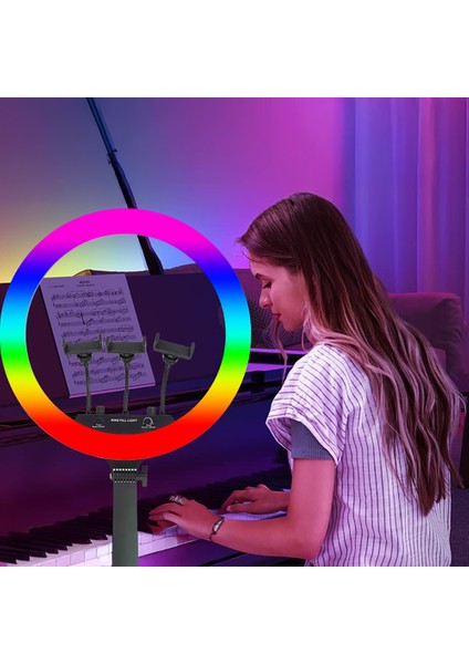 Işık Halkası Ring Light Rgb LED Işık 45 cm Video Işığı Rgb Gün Işığı ve 210 cm Tripod fırsatları