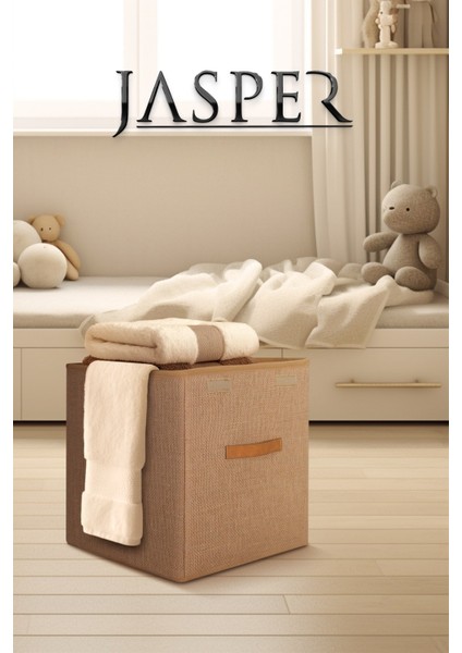 Krem Çocuk Odası Oyuncak & Eşya Düzenleyici Katlanabilir Kulplu Kutu Hurç fiyatları