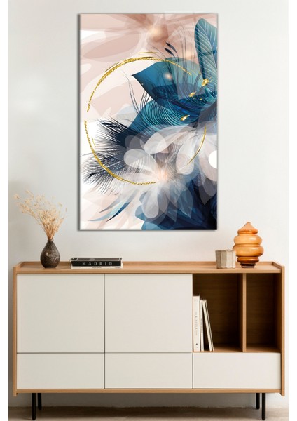 Modern Altın Halka Çiçek Soyut Cam Tablo, Darbelere Dayanıklı Kırılmaz Cam, Hediyelik
