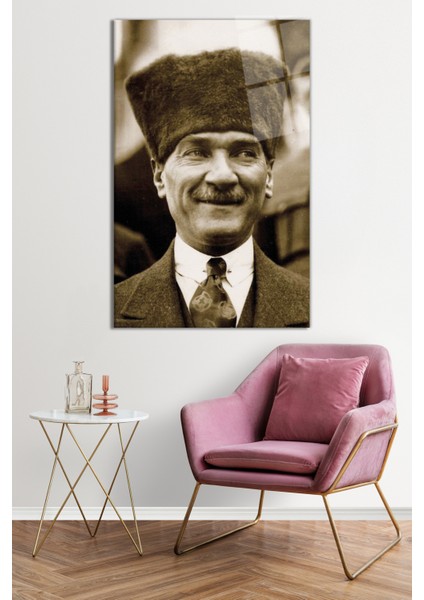 Mustafa Kemal Atatürk Portresi Cam Tablo, Darbelere Dayanıklı Kırılmaz Cam, Hediyelik fiyatları
