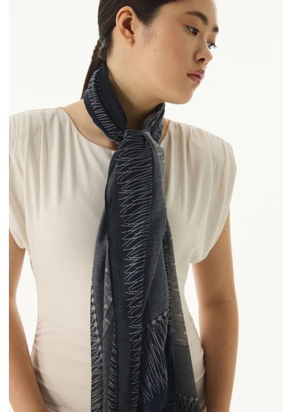 Aria Çizgi Desen Gri Pamuklu Şal modelleri