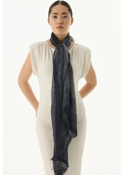 Aria Çizgi Desen Gri Pamuklu Şal fırsatları