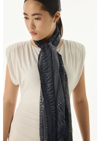 Aria Çizgi Desen Gri Pamuklu Şal indirimleri