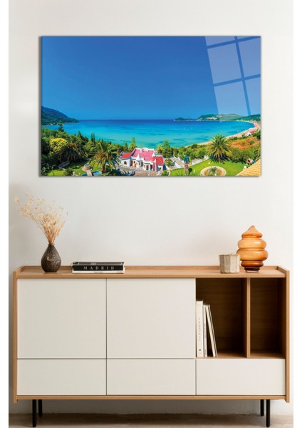 Deniz, Sahil, Ağaç ve Doğa Manzarası Cam Tablo, Darbelere Dayanıklı Kırılmaz Cam, Hediyelik