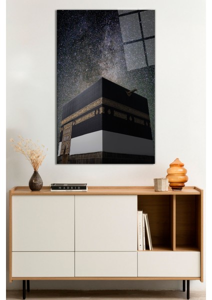 Kabe ve Yıldızlı Gökyüzü Dini Islami Cam Tablo,darbelere Dayanıklı Kırılmaz Cam, Hediyelik