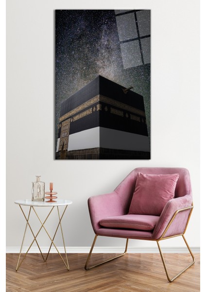 Kabe ve Yıldızlı Gökyüzü Dini Islami Cam Tablo,darbelere Dayanıklı Kırılmaz Cam, Hediyelik fiyatları