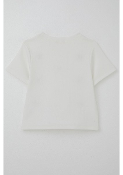 Kız Çocuk Tişört Kalp Nakış Detaylı 9-14 Yaş, Ekru fiyatları