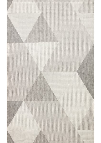Gri Geometrik Etnik Modern Desenli Pamuk Hav Vermeyen Leke Tutmayan Kolay Temizlenen Yumuşak Makine Salon Yolluk Mutfak Halı