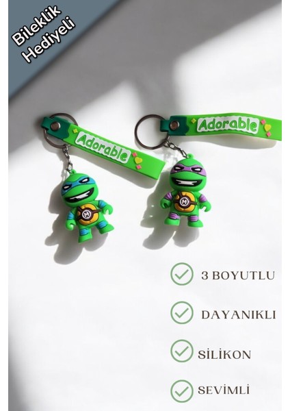 Ninja Kaplumbağalar 3D Silikon Anahtarlık ve Çanta Süsü Leonardo & Donatello (2 Adet)