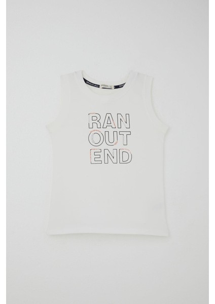 Erkek Çocuk Şortlu Takım Sıfır Kollu Yazı Baskılı Bağcık Aksesuarlı 8-14 Yaş, Beyaz fiyatları