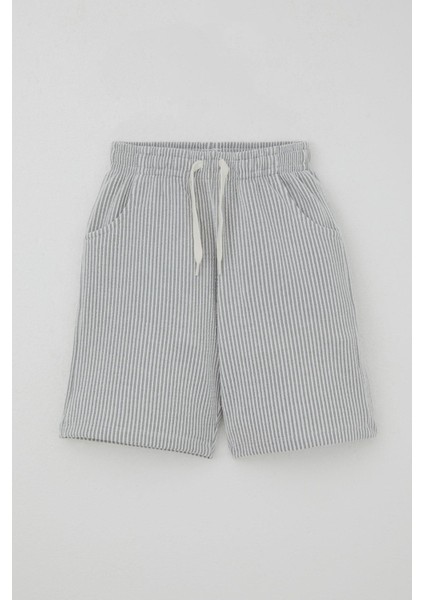 Erkek Çocuk Şortlu Takım Sıfır Kollu Yazı Baskılı Bağcık Aksesuarlı 8-14 Yaş, Beyaz modelleri