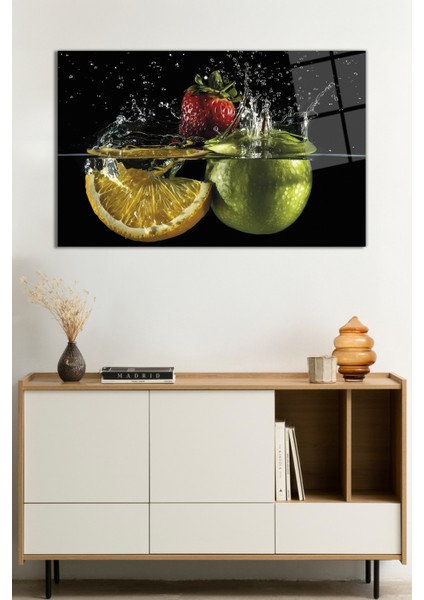 Su Içinde Elma Limon Cam Tablo, Darbelere Dayanıklı Kırılmaz Cam, Hediyelik