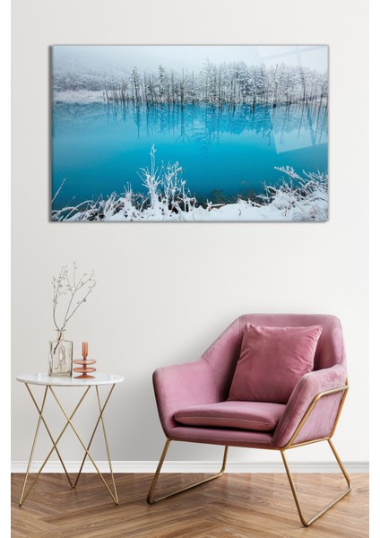 Kar Kış Doğa Manzarası Cam Tablo, Darbelere Dayanıklı Kırılmaz Cam, Hediyelik fiyatları