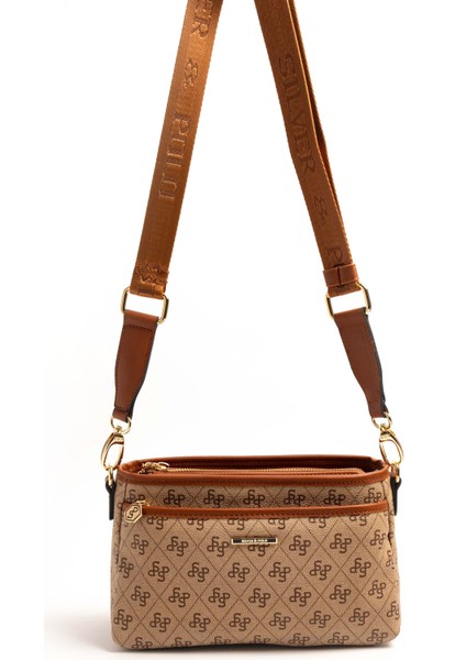 Silver & Polo Koyu Bej - Taba SP1184 Kadın Çapraz Çanta