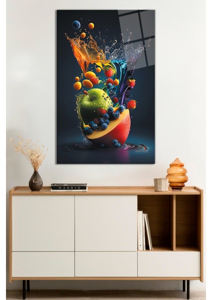 Renkli Meyveler Cam Tablo, Darbelere Dayanıklı Kırılmaz Cam, Hediyelik