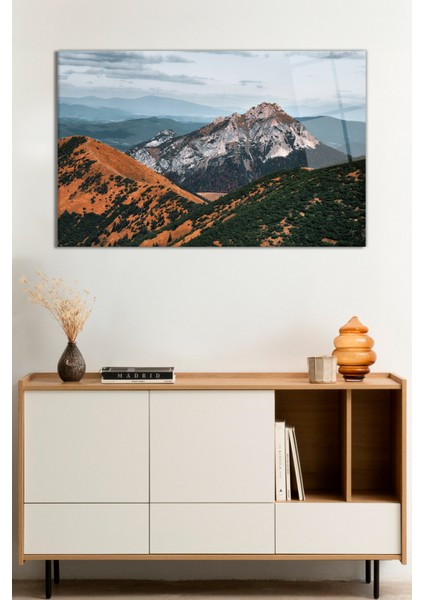 Dağ Doğa Manzarası Cam Tablo, Darbelere Dayanıklı Kırılmaz Cam, Hediyelik