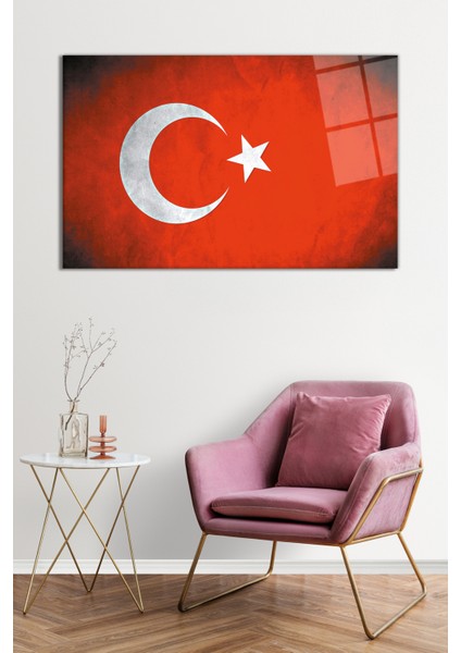 Eskitme Türk Bayrağı Cam Tablo, Darbelere Dayanıklı Kırılmaz Cam, Hediyelik fiyatları
