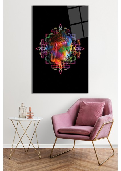 Renkli Buda Heykel Kafası Cam Tablo, Darbelere Dayanıklı Kırılmaz Cam, Hediyelik fiyatları