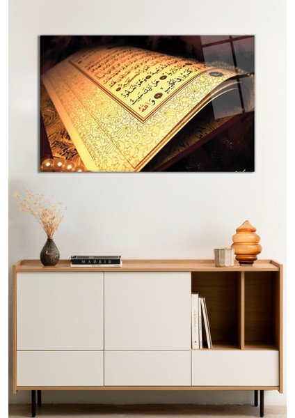 Kuran-I Kerim Ayet Dini Islami Cam Tablo, Darbelere Dayanıklı Kırılmaz Cam, Hediyelik