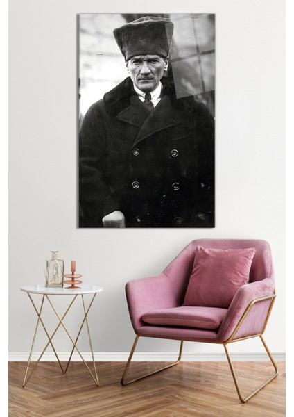Mustafa Kemal Atatürk Portresi Cam Tablo, Darbelere Dayanıklı Kırılmaz Cam, Hediyelik fiyatları
