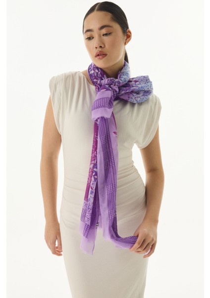 Faylinn Sarmaşık Desen Lila Pamuklu Şal fiyatları