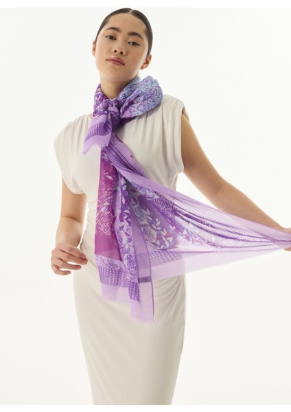 Faylinn Sarmaşık Desen Lila Pamuklu Şal modelleri