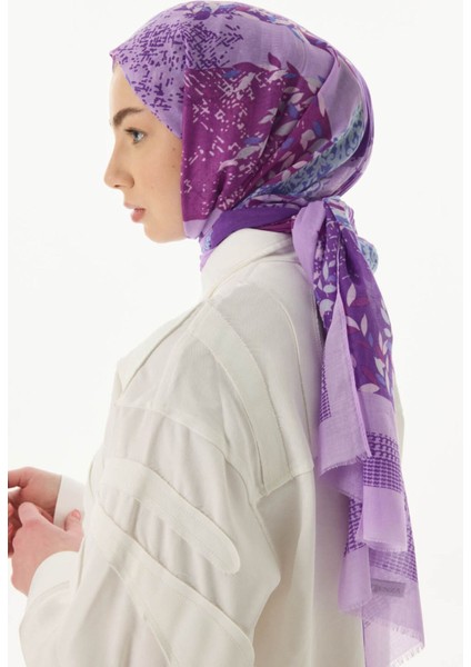 Faylinn Sarmaşık Desen Lila Pamuklu Şal fırsatları