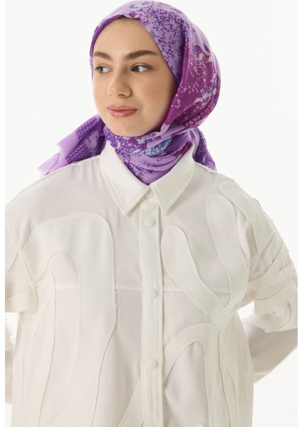 Faylinn Sarmaşık Desen Lila Pamuklu Şal