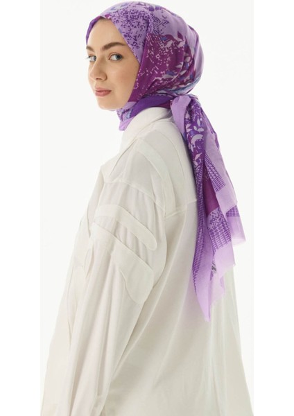 Faylinn Sarmaşık Desen Lila Pamuklu Şal