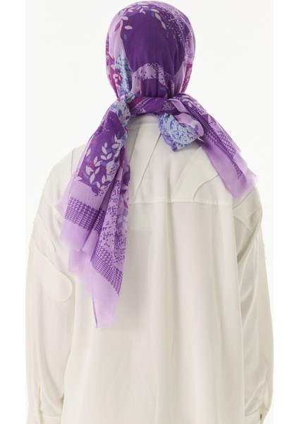 Faylinn Sarmaşık Desen Lila Pamuklu Şal