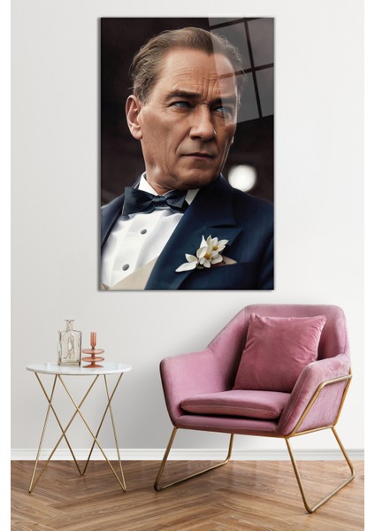 Yapay Zeka Mustafa Kemal Atatürk Portresi Cam Tablo, Darbelere Dayanıklı Kırılmaz Cam, Hediyelik fiyatları