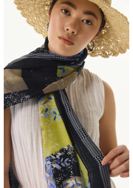 Faylinn Sarmaşık Desen Siyah-Yağ Yeşil Pamuklu Şal fiyatları