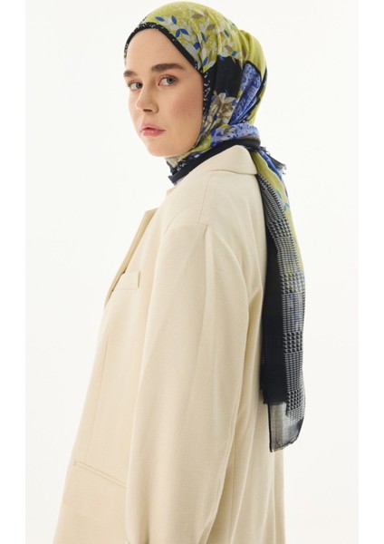 Faylinn Sarmaşık Desen Siyah-Yağ Yeşil Pamuklu Şal fırsatları