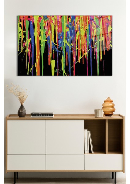 Siyah Zemin Üzeri Renkli Boyalar Cam Tablo, Darbelere Dayanıklı Kırılmaz Cam, Hediyelik