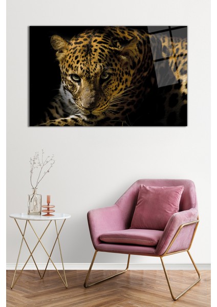 Leopar Hayvan Portresi Cam Tablo, Darbelere Dayanıklı Kırılmaz Cam, Hediyelik fiyatları