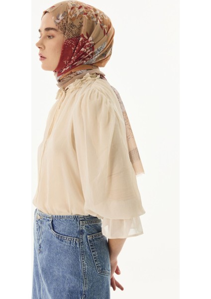 Faylinn Sarmaşık Desen Kahve-Kiremit Pamuklu Şal fiyatları