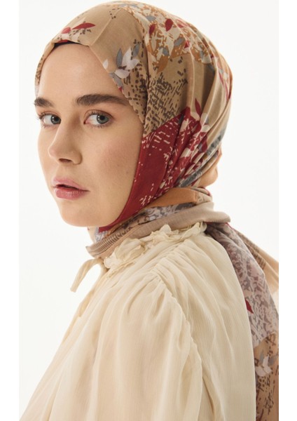 Faylinn Sarmaşık Desen Kahve-Kiremit Pamuklu Şal modelleri