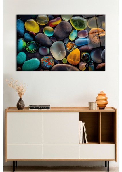 Renkli Çakıl Taşları Cam Tablo, Darbelere Dayanıklı Kırılmaz Cam, Hediyelik