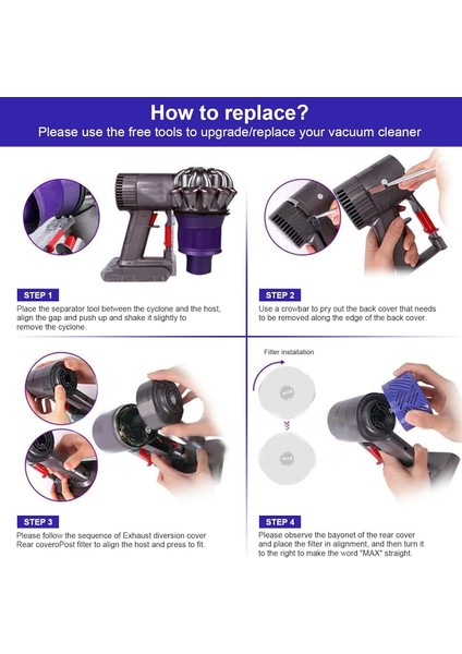 Dysn V6 DC58 DC59 DC61 DC62 DC74 Motor Arka Kapak Hepa Filtre indirimleri