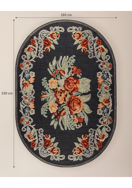 Montclus Oval Halı - Siyah/Kızıl Mavi - 160x230 cm fırsatları