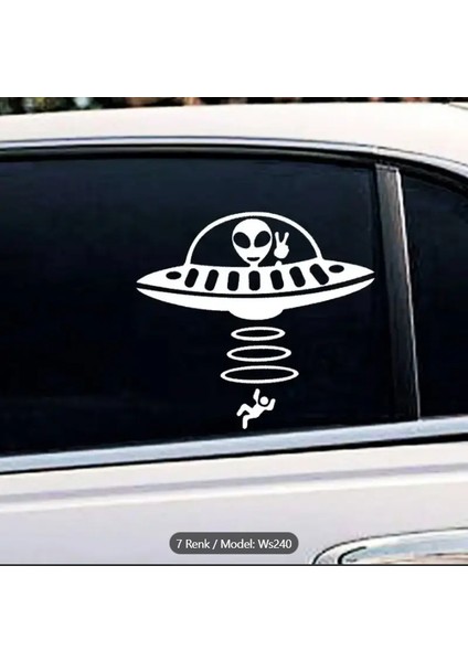 Ufo ve Uzaylı Araba Sticker