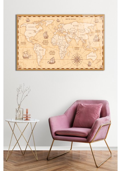 Tarihi Eski Dünya Haritası Cam Tablo, Darbelere Dayanıklı Kırılmaz Cam, Hediyelik fiyatları