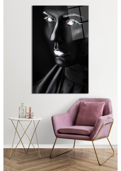 Beyaz Makyajlı Kadın Portresi Cam Tablo, Darbelere Dayanıklı Kırılmaz Cam, Hediyelik fiyatları