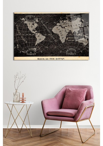 Eskitme Soyut Dünya Haritası Cam Tablo, Darbelere Dayanıklı Kırılmaz Cam, Hediyelik fiyatları