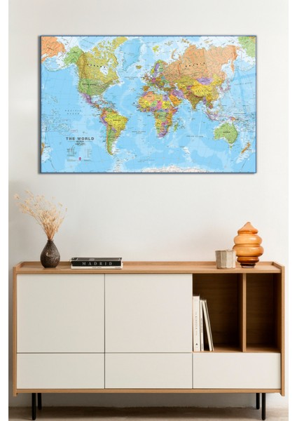 Yeni Detaylı Dünya Haritası Cam Tablo, Darbelere Dayanıklı Kırılmaz Cam, Hediyelik