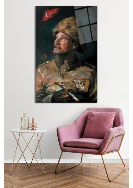 Yapay Zeka Üniformalı Mustafa Kemal Atatürk Portresi Cam Tablo,dayanıklı Kırılmaz Cam, Hediyelik fiyatları
