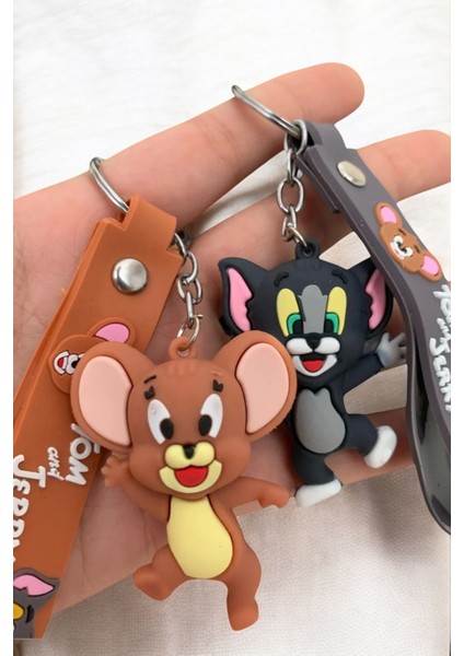 Tom ve Jerry Eşli Silikon Anahtarlık ve Çanta Süsü modelleri