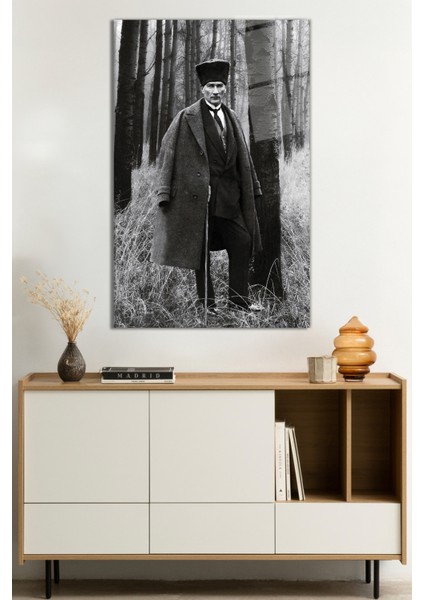 Mustafa Kemal Atatürk Ormanda Cam Tablo, Darbelere Dayanıklı Kırılmaz Cam, Hediyelik